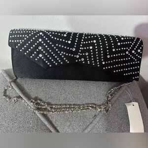 Chic Black and Silver Studded Clutch